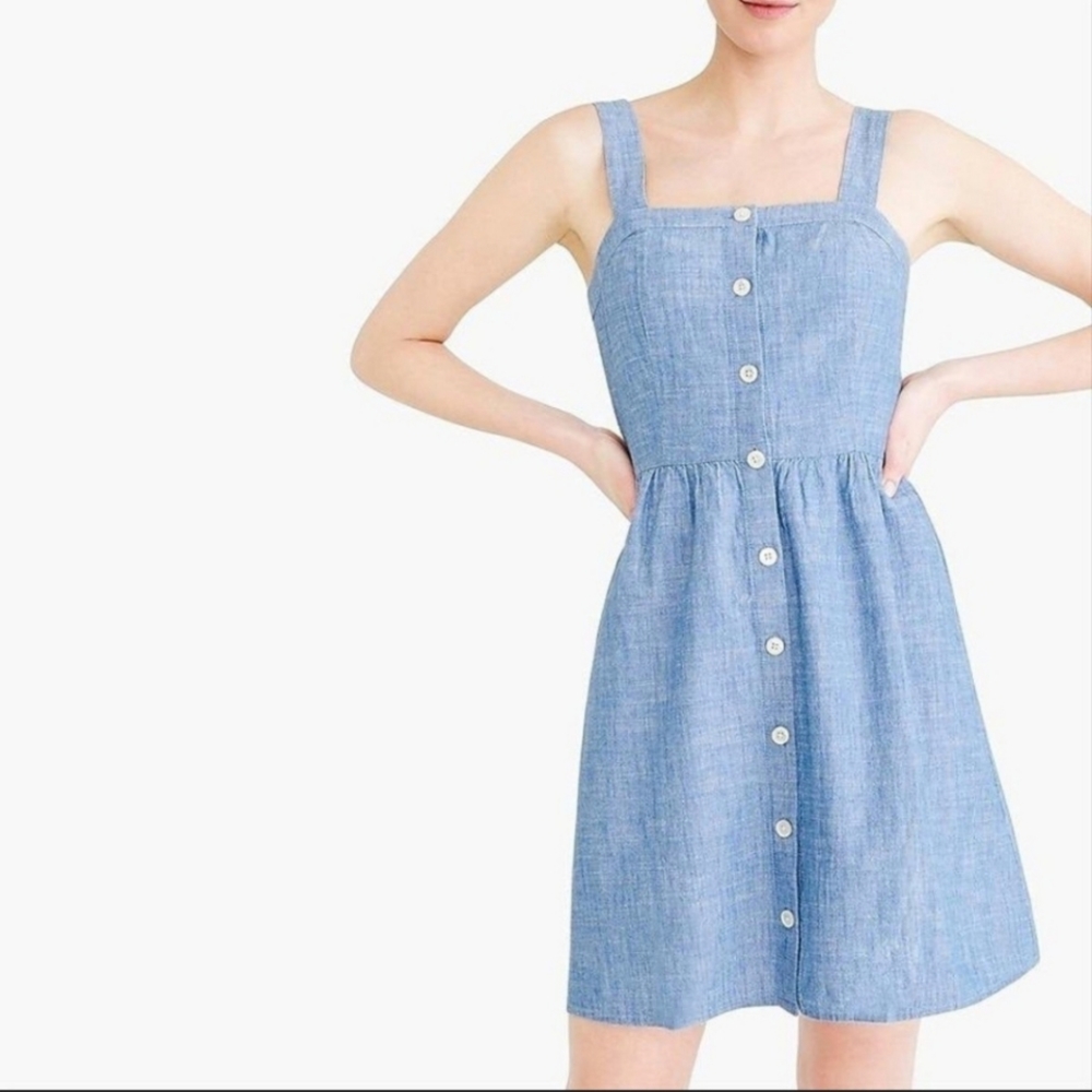 J. Crew Chambray Button-Front Dress